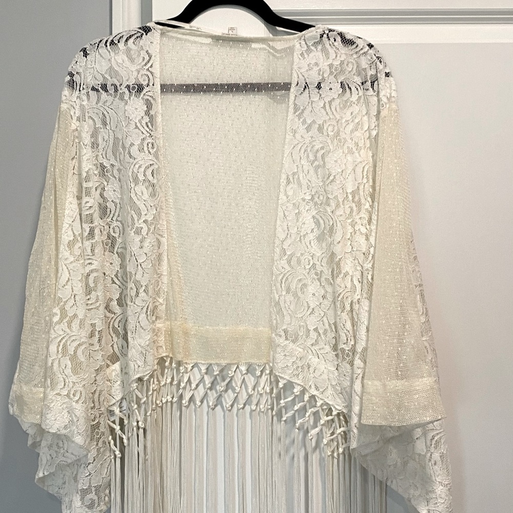 Crochet Lace wrap with fringe